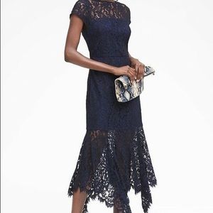 Navy blue lace banana republic dress